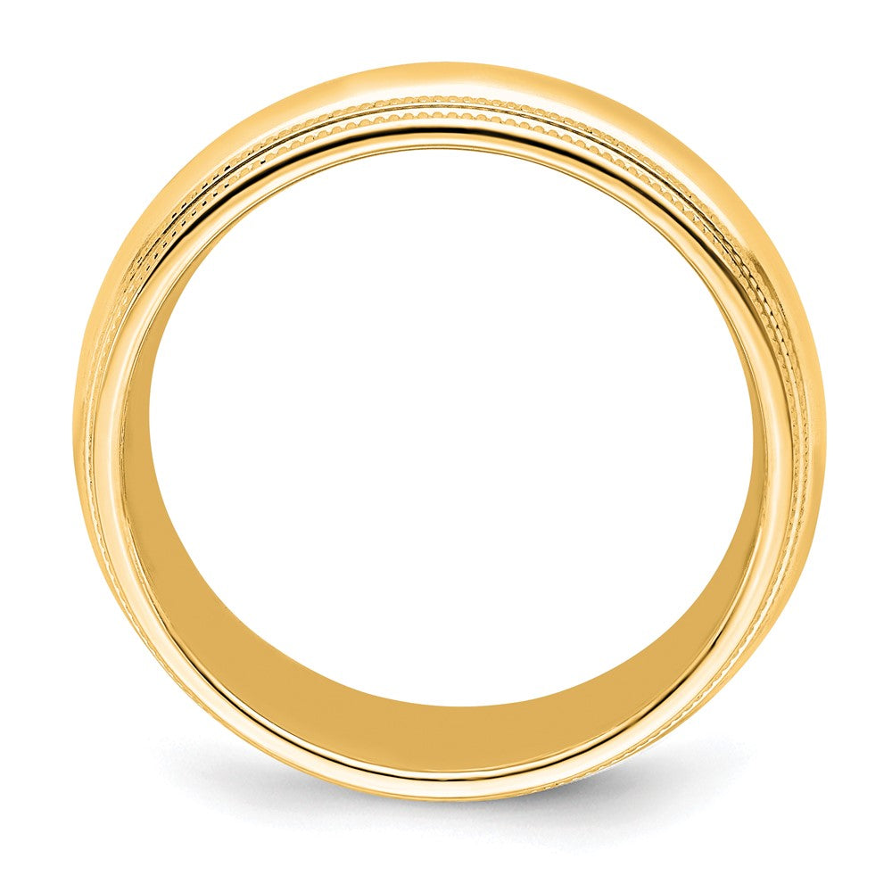 14k Yellow Gold 8mm Double Milgrain Comfort Fit Wedding Band