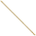 14k 4mm Hollow Double Link 7 inch Charm Bracelet