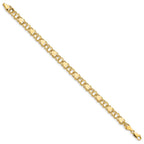 14k 7mm Solid Double Link with Hearts 8 inch Charm Bracelet