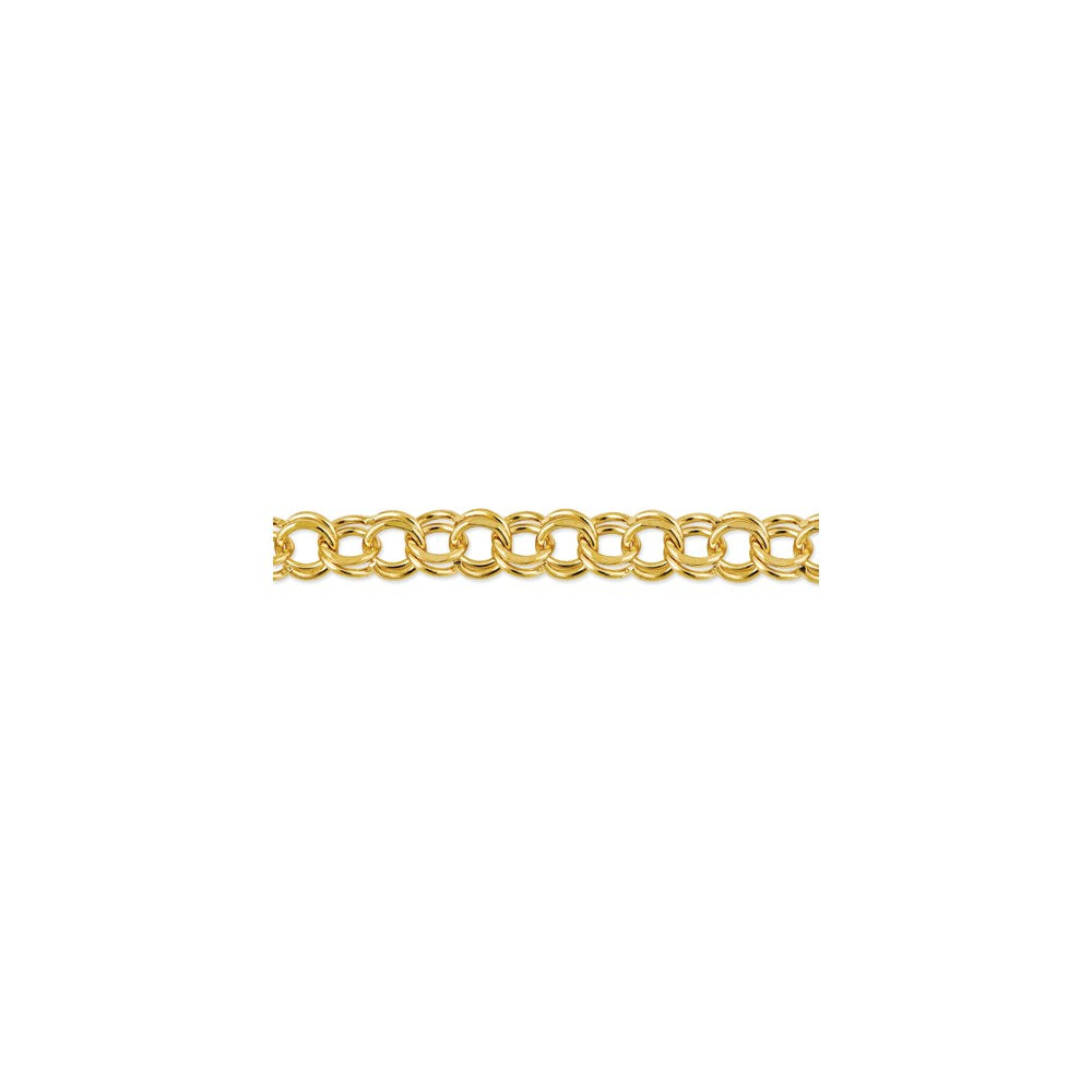 14k 6mm Solid Double Link 7 inch Charm Bracelet