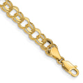 14k 6mm Solid Double Link 7 inch Charm Bracelet