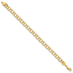14k 6.5mm Solid Double Link 7 inch Charm Bracelet