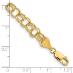 14k 6.5mm Solid Double Link 7 inch Charm Bracelet