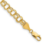 14k 6.5mm Solid Double Link 7 inch Charm Bracelet