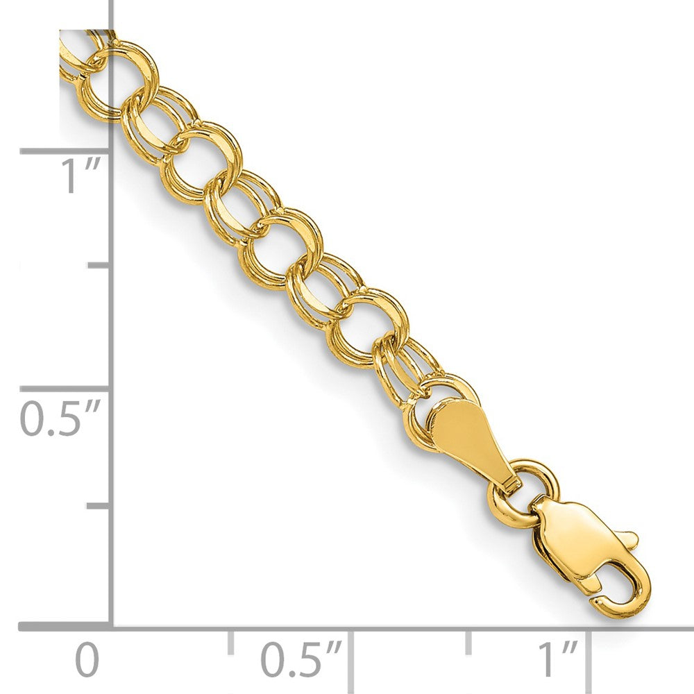 14k 4mm Solid Double Link 8 inch Charm Bracelet