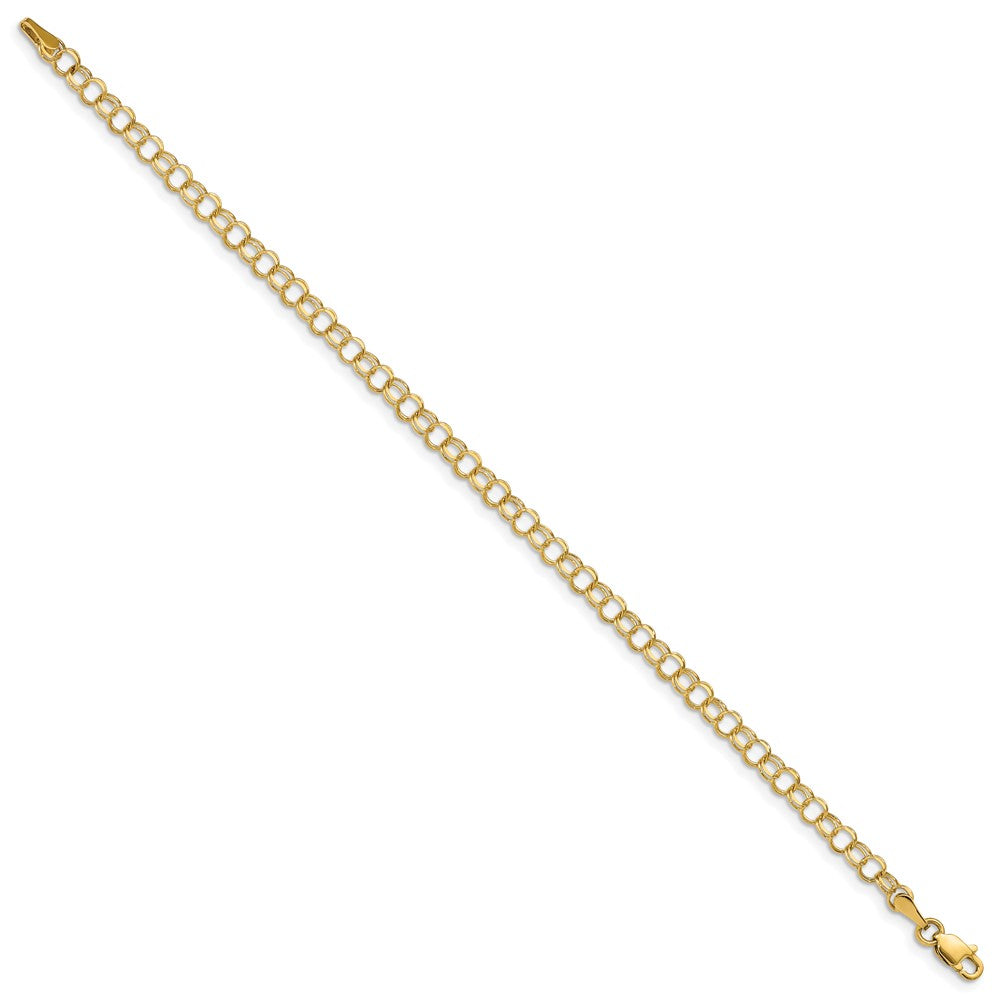 14k 4mm Solid Double Link 7 inch Charm Bracelet