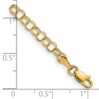 14k 4mm Solid Double Link 8 inch Charm Bracelet