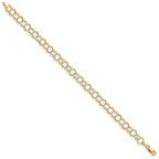 14k 6mm Solid Triple Link 7 inch Charm Bracelet