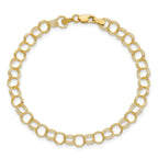 14k 6mm Solid Triple Link 7 inch Charm Bracelet