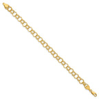 14k 7mm Solid Triple Link 7 inch Charm Bracelet