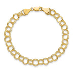 14k 7mm Solid Triple Link 8 inch Charm Bracelet