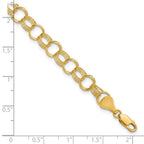 14k 7mm Solid Triple Link 8 inch Charm Bracelet