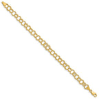 14k 6mm Solid Textured Triple Link 7 inch Charm Bracelet
