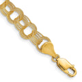 14k 7mm Solid Textured Triple Link 8 inch Charm Bracelet
