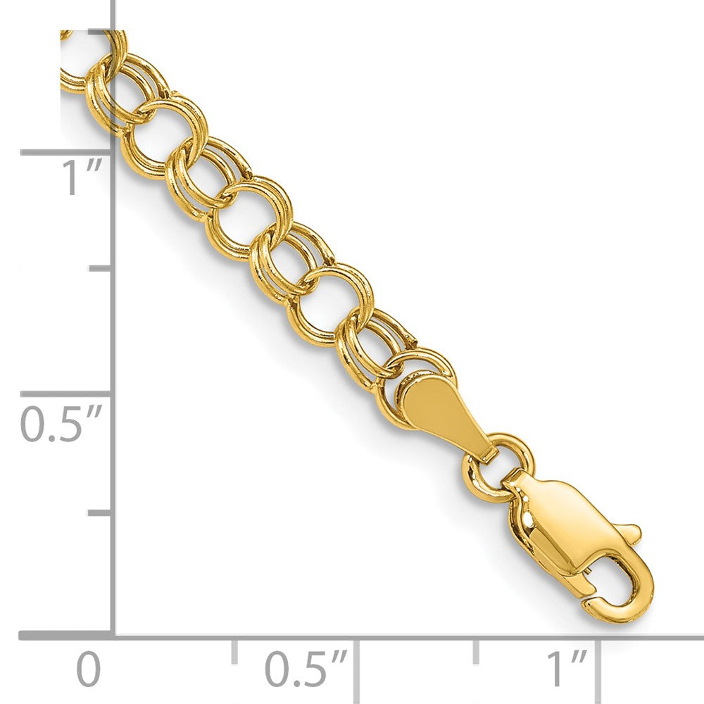 14k 5mm Hollow Double Link 8 inch Charm Bracelet