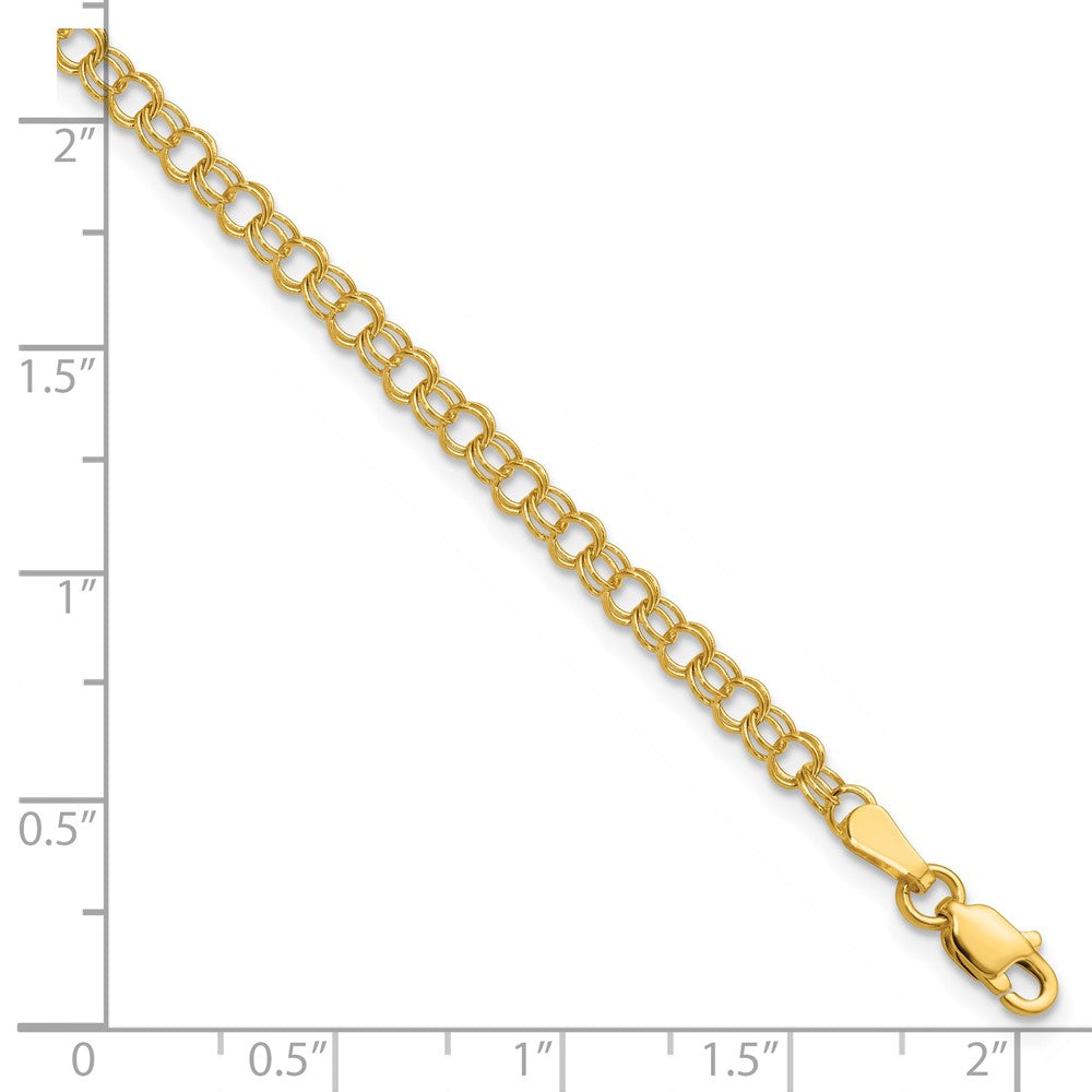 14k 3.5mm Solid Double Link 8 inch Charm Bracelet