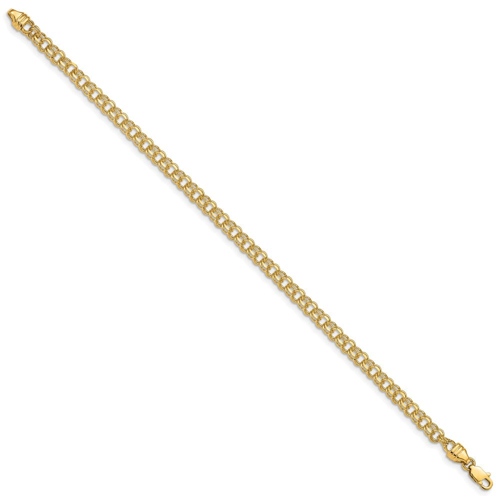 14k 3.75mm Diamond-cut Solid Heavy Double Link 7 inch Charm Bracelet