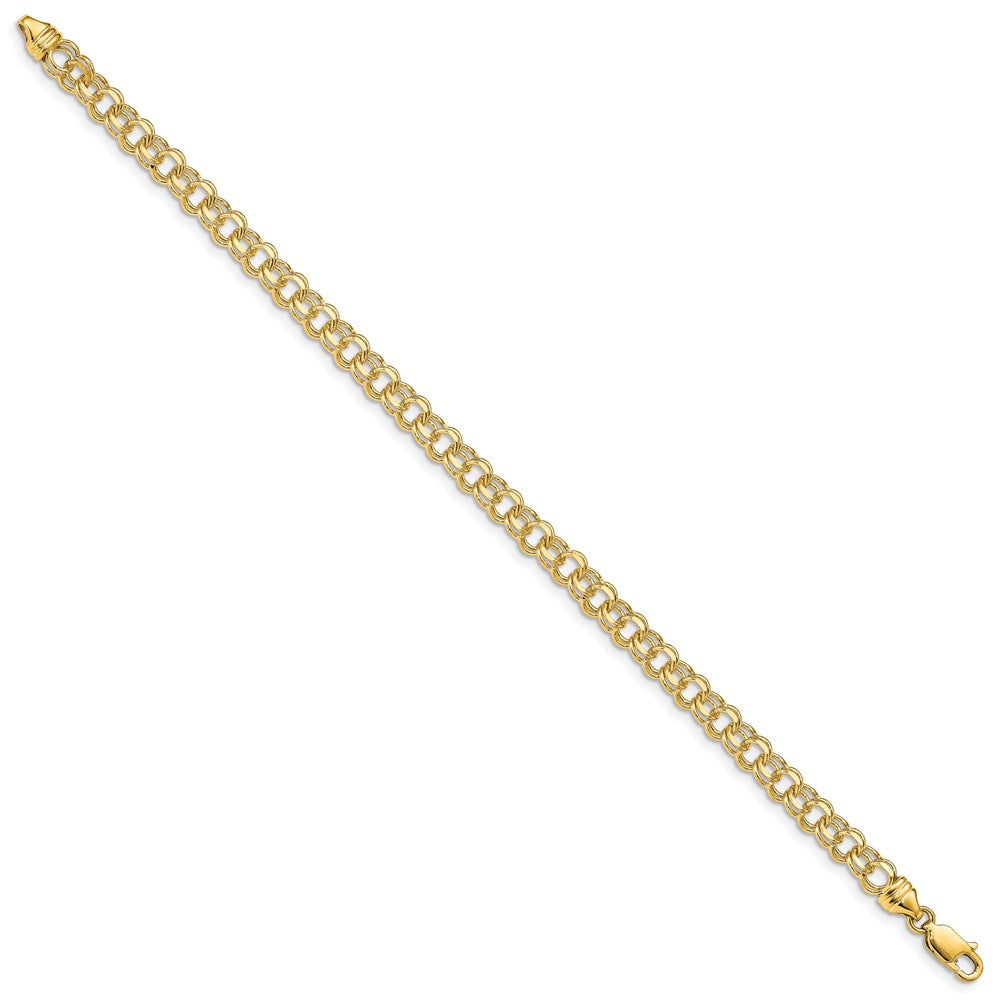 14k 4.75mm Diamond-cut Solid Heavy Double Link 8 inch Charm Bracelet