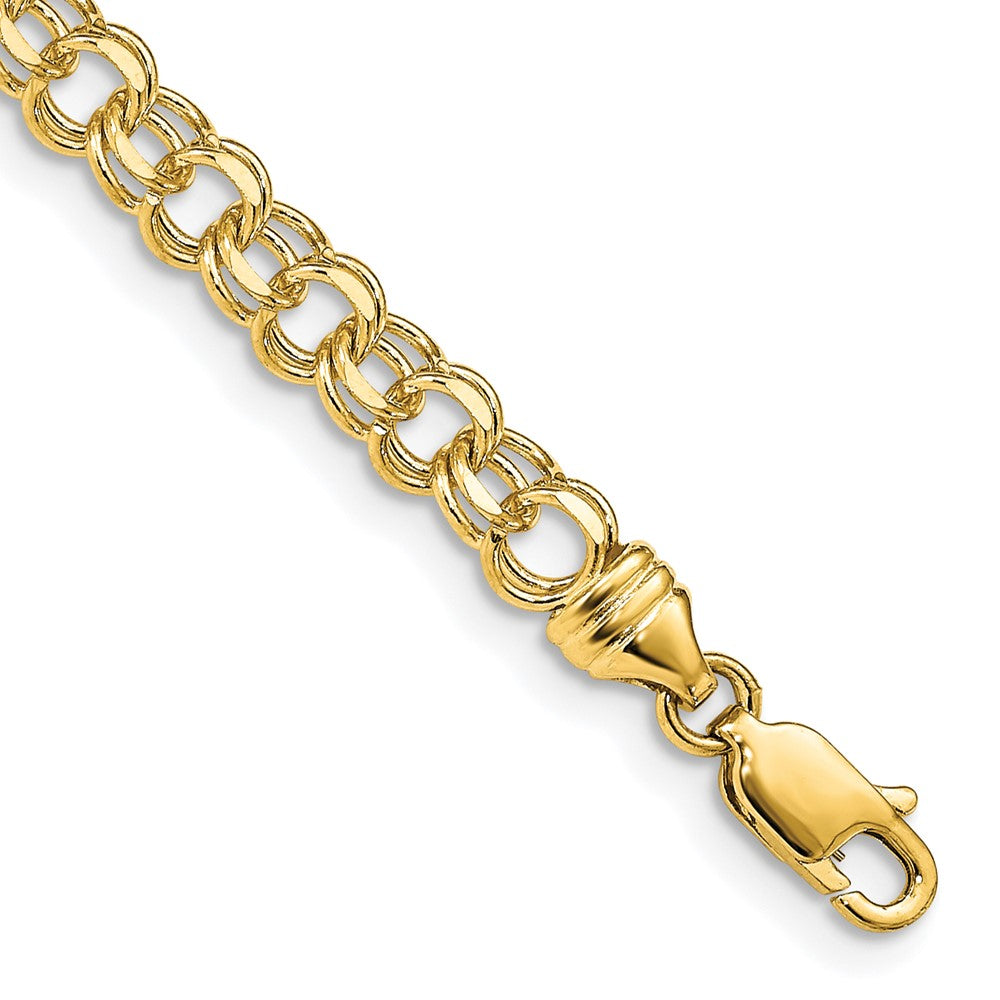 14k 4.75mm Diamond-cut Solid Heavy Double Link 8 inch Charm Bracelet