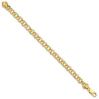14k 6.5mm Diamond-cut Solid Heavy Double Link 8 inch Charm Bracelet