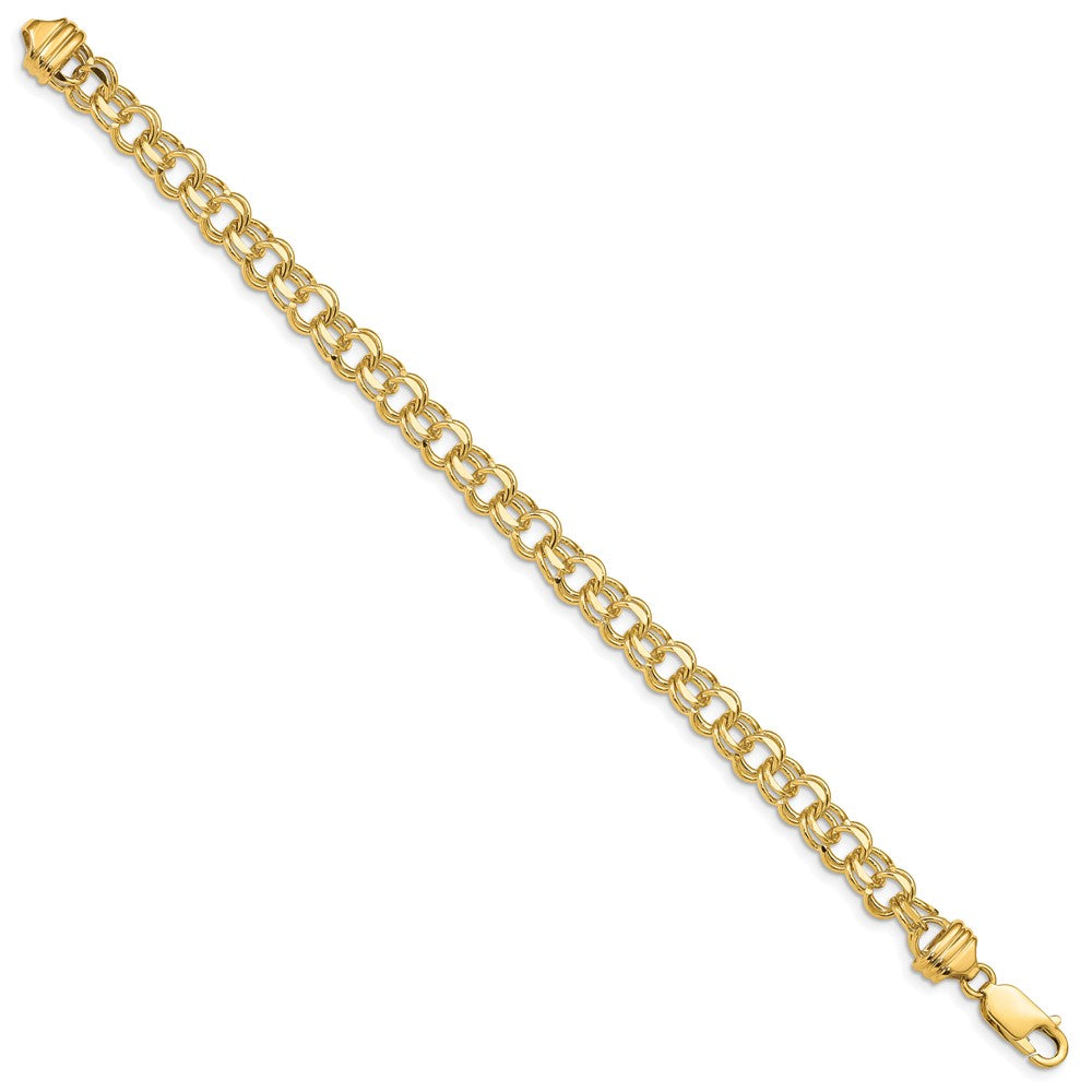 14k 6.5mm Diamond-cut Solid Heavy Double Link 8 inch Charm Bracelet