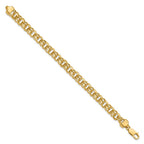 14k 7.5mm Diamond-cut Solid Heavy Double Link 8 inch Charm Bracelet