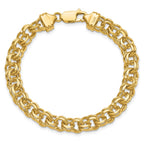 14k 7.5mm Diamond-cut Solid Heavy Double Link 8 inch Charm Bracelet