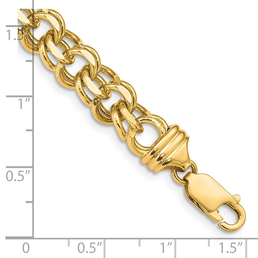 14k 8.5mm Diamond-cut Solid Heavy Double Link 7 inch Charm Bracelet