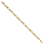 14k 4.5mm Hollow Diamond-cut Double Link 8 inch Charm Bracelet