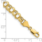 14k 7mm Hollow Diamond-cut Double Link 8 inch Charm Bracelet