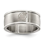 NEW JERSEY DEVILS STAINLESS STEEL LOGO BAND RING SIZE 7
