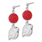 Sterling Silver NHL New Jersey Devils Red Crystal Dangle Earrings