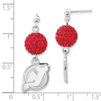 Sterling Silver NHL New Jersey Devils Red Crystal Dangle Earrings