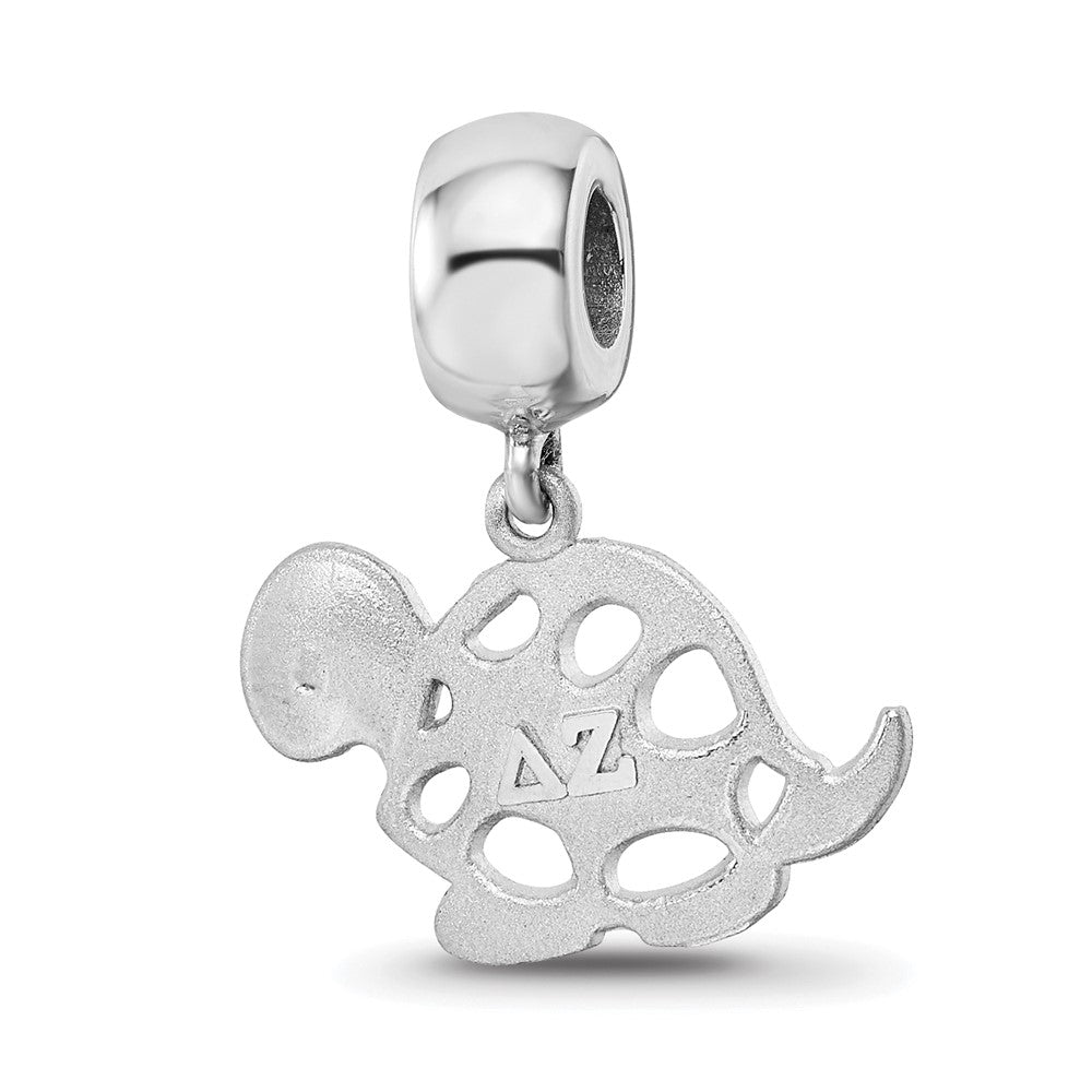 Sterling Silver Rhodium-plated LogoArt Delta Zeta Turtle on Bead