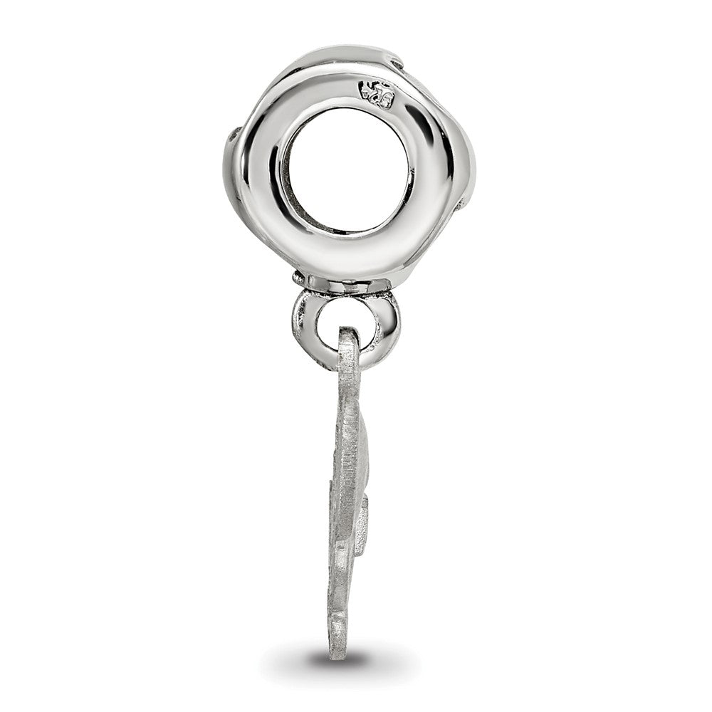 Sterling Silver Rhodium-plated LogoArt Delta Zeta Turtle on Heart Bead
