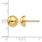 14k 8mm Polished Half Ball Post Earrings