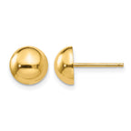 14k 8mm Polished Half Ball Post Earrings