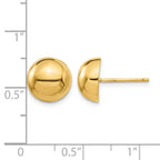 14k 10mm Polished Half Ball Post Earrings