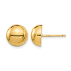 14k 10mm Polished Half Ball Post Earrings