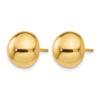 14k 12mm Polished Half Ball Post Earrings