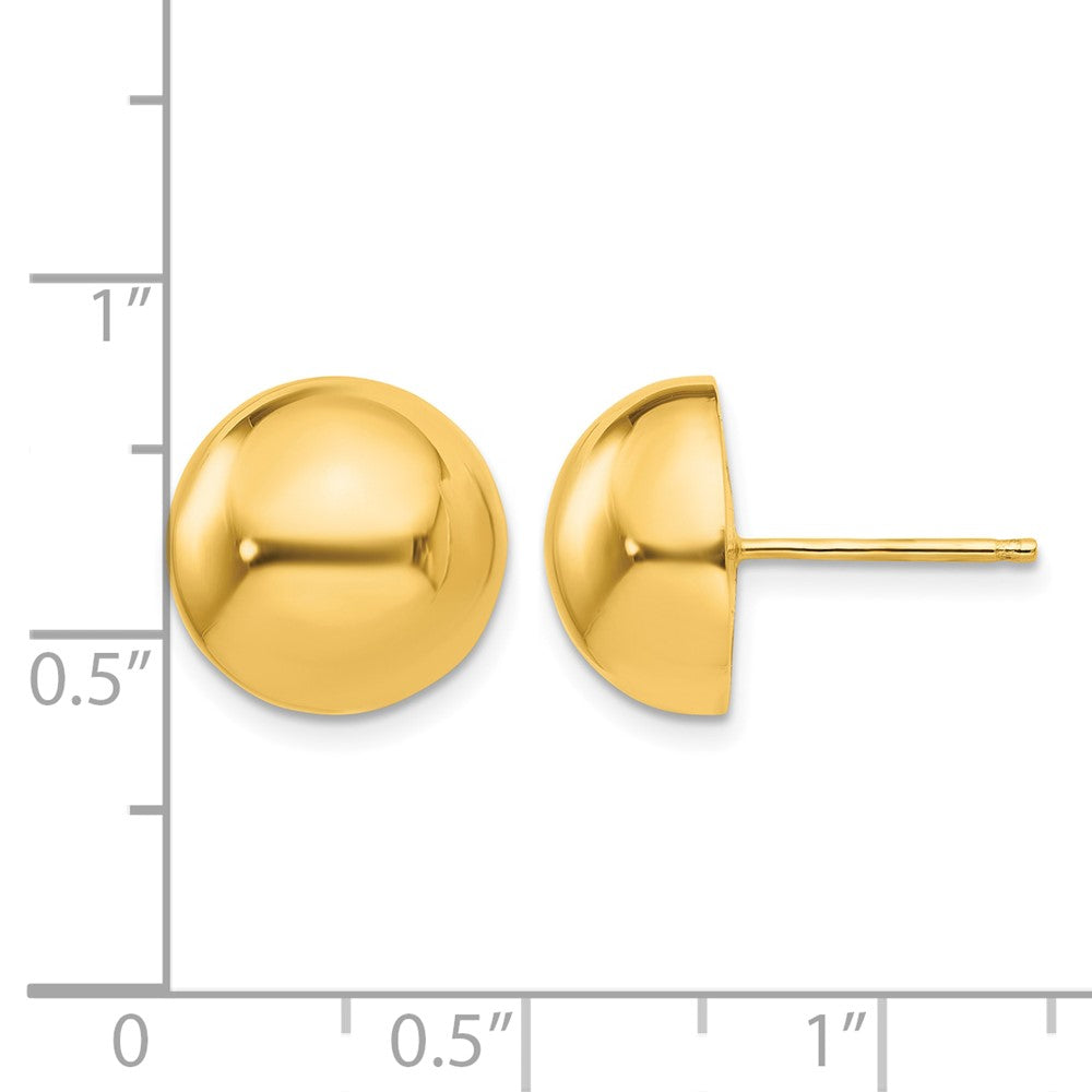 14k 12mm Polished Half Ball Post Earrings