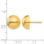 14k 12mm Polished Half Ball Post Earrings