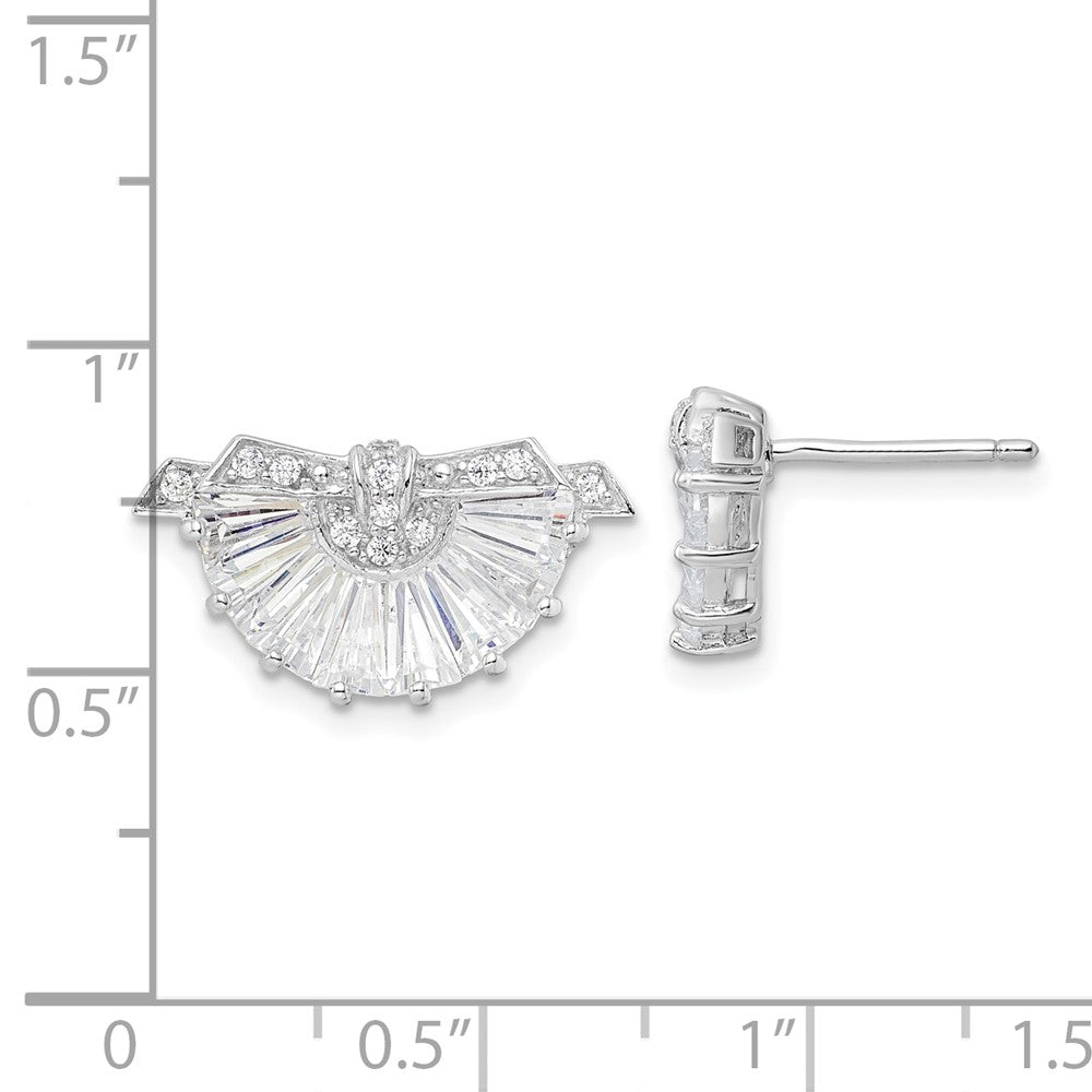 Cheryl M Sterling Silver CZ Fan Post Earrings
