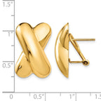 14k 15x22mm Polished X Omega Back Post Earrings