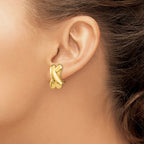 14k 13x19mm Polished X Omega Back Post Earrings