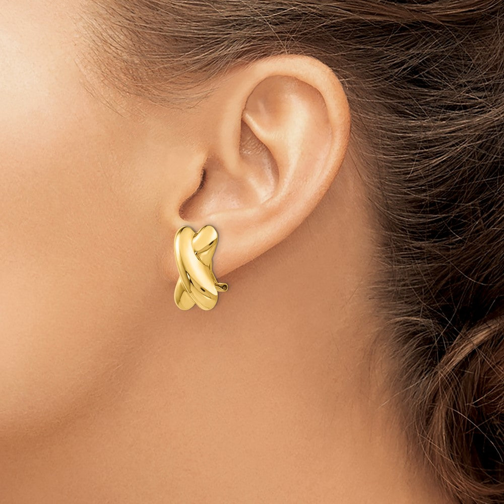 14k 13x19mm Polished X Omega Back Post Earrings