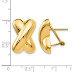 14k 13x19mm Polished X Omega Back Post Earrings