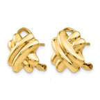 14k 13mm Polished X Omega Back Post Earrings