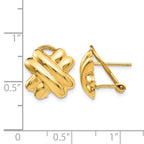 14k 13mm Polished X Omega Back Post Earrings
