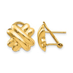 14k 13mm Polished X Omega Back Post Earrings